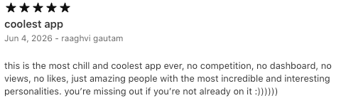 App Store review titled coolest app.